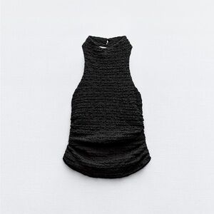 Zara Textured Halter Top Black